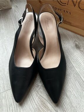 Naturalizer 27 Edit Felicia Pointed Toe Slingback Heels 10 M Black Leather 3”